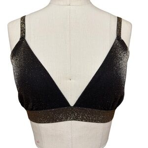 Colsie Shimmer Bralette Top Bra Size M Black/Gold Hippie Festival Music Y3K  Art